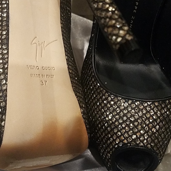 Giuseppe Zanotti Sharon Glittery Peep Toe Pumps - Picture 8 of 8